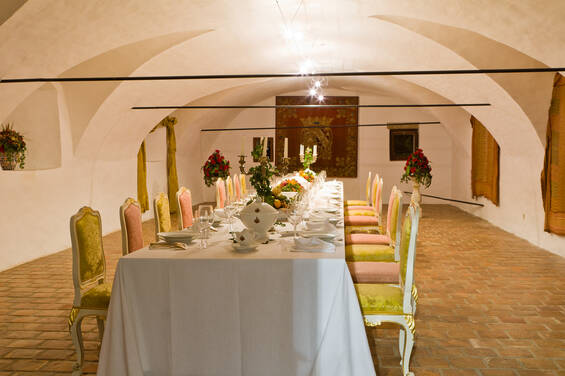 A Set Table During the Guided Tour of Herberstein Garden Castle by Regine Schöttl