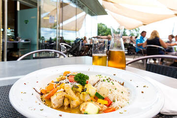 A meal at the restaurant in Tierwelt Herberstein