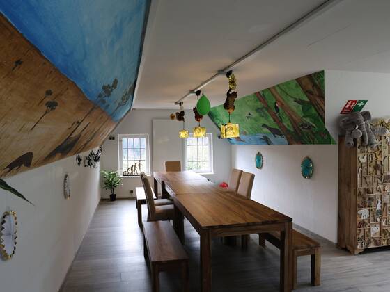 Children's birthday party room at Tierwelt Herberstein.