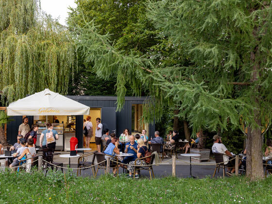 The café at Tierwelt Herberstein in the evening.